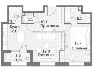 Продажа 2-комнатной квартиры, 61.9 м2, Москва, ЖК Режиссёр