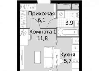 Продаю квартиру студию, 27.5 м2, посёлок Развилка, ЖК Римский