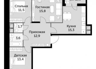 Продаю 3-комнатную квартиру, 76 м2, посёлок Развилка, Римский проезд, 7, ЖК Римский