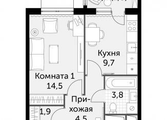 Продажа 1-комнатной квартиры, 35.4 м2, посёлок Развилка, ЖК Римский, Римский проезд, 7