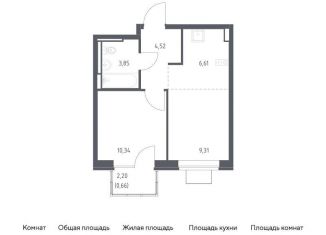 Продается 1-комнатная квартира, 35.3 м2, Ленинский городской округ, жилой комплекс Богдановский Лес, 7.3