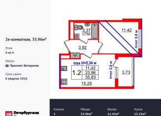 Продажа 1-комнатной квартиры, 34 м2, Санкт-Петербург
