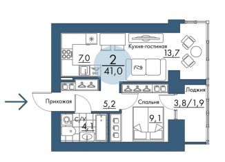 2-комнатная квартира на продажу, 41 м2, Красноярск, Свердловский район