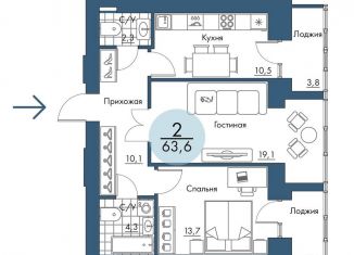 Продажа 2-комнатной квартиры, 63.6 м2, Красноярский край
