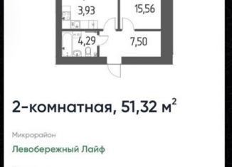 2-ком. квартира на продажу, 51.3 м2, Томская область, площадь Ленина