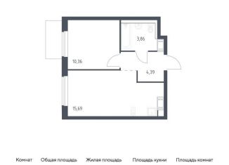 Продается однокомнатная квартира, 34.3 м2, Ленинградская область