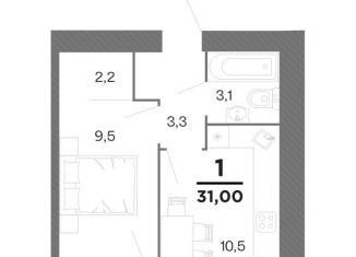 Продажа 1-комнатной квартиры, 31 м2, Рязанская область