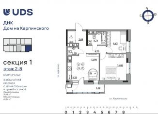3-комнатная квартира на продажу, 65.8 м2, Пермский край, Луньевская улица