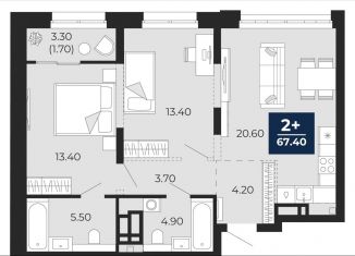Продам 2-комнатную квартиру, 67.4 м2, Тюмень