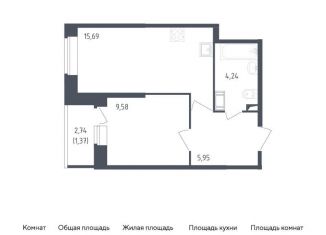 Однокомнатная квартира на продажу, 36.8 м2, Санкт-Петербург, жилой комплекс Живи в Рыбацком, 5, муниципальный округ Рыбацкое