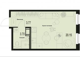Квартира на продажу студия, 27.6 м2, Мурино