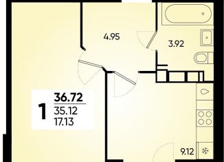 Продам 1-комнатную квартиру, 36.7 м2, Краснодар