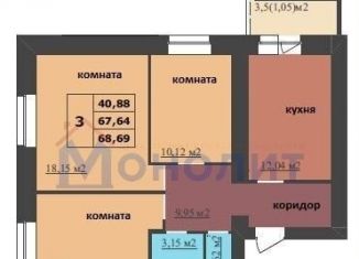 3-ком. квартира на продажу, 68.7 м2, Ярославская область