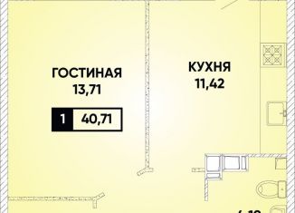 Продажа однокомнатной квартиры, 40.7 м2, Краснодар, микрорайон Губернский