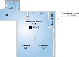 2-ком. квартира на продажу, 63 м2, Краснодарский край, Боспорская улица