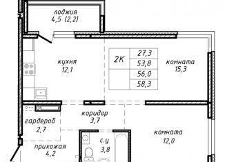 Продаю 2-комнатную квартиру, 56 м2, Новосибирская область, улица Связистов, 162к4с