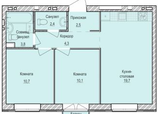 Продам двухкомнатную квартиру, 53.5 м2, село Первомайский