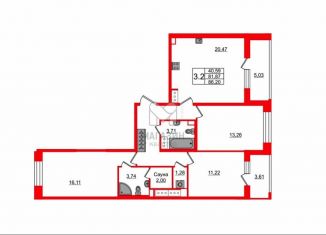 Продаю 3-ком. квартиру, 81.9 м2, Санкт-Петербург, метро Елизаровская