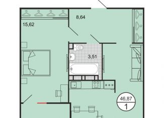 Продам однокомнатную квартиру, 46.9 м2, Краснодарский край