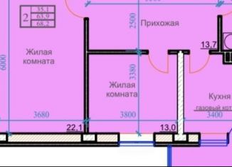 Продажа 2-комнатной квартиры, 68.2 м2, Ессентуки, улица Маяковского, 19А