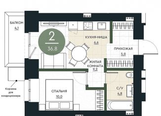 2-комнатная квартира на продажу, 36.8 м2, Красноярский край
