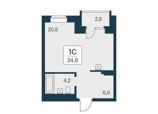 Продам квартиру студию, 34.6 м2, Новосибирск, ЖК Расцветай на Красном