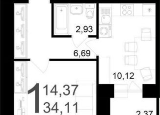 Продам 1-комнатную квартиру, 36.5 м2, Новгородская область, Псковская улица, 56к1