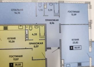 Продажа двухкомнатной квартиры, 65 м2, Краснодар, микрорайон Достояние