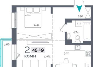 Продам 2-комнатную квартиру, 45.2 м2, Иркутская область, Пулковский переулок, 28