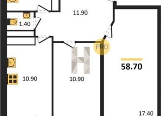 Продается двухкомнатная квартира, 58.7 м2, Самарская область, 4-й проезд, 67А