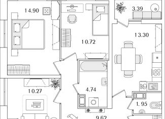 Продажа 3-комнатной квартиры, 68.8 м2, Санкт-Петербург, муниципальный округ Финляндский