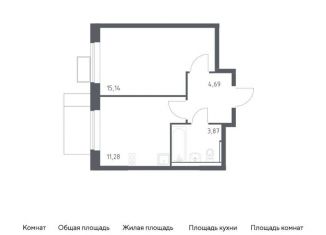 Однокомнатная квартира на продажу, 35 м2, деревня Мисайлово, микрорайон Пригород Лесное, к14.2