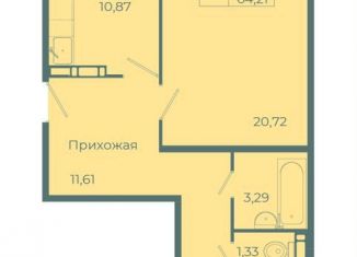 Продажа 2-ком. квартиры, 64.2 м2, Кемеровская область, улица Веры Волошиной