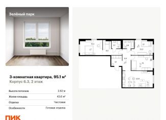 Продается 3-комнатная квартира, 95.1 м2, Москва, жилой комплекс Зелёный Парк, 6.2
