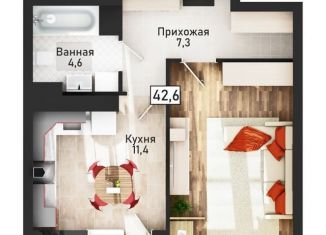 Продается однокомнатная квартира, 42.6 м2, Курск, улица Павлуновского