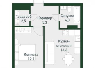 Продажа 1-комнатной квартиры, 39.7 м2, посёлок Западный