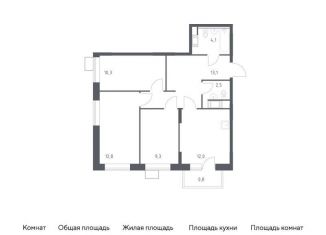 Продам 3-комнатную квартиру, 64.9 м2, Москва, жилой комплекс Цветочные Поляны Экопарк, к3