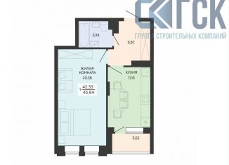 Продается 1-комнатная квартира, 43.8 м2, Воронеж
