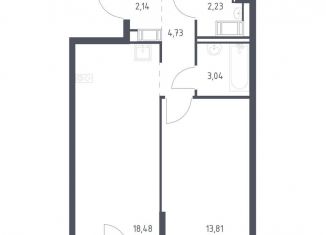 Продается однокомнатная квартира, 45.2 м2, Колпино
