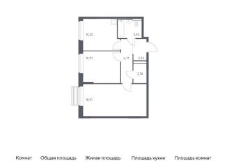 2-ком. квартира на продажу, 53.9 м2, Московская область