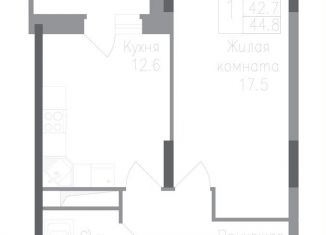 Продается однокомнатная квартира, 44.8 м2, Липецк