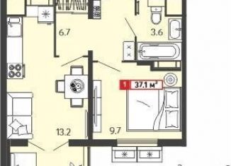 Продажа однокомнатной квартиры, 37.1 м2, Пензенская область, Алая улица, с74