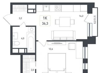 Продается 1-комнатная квартира, 36 м2, деревня Борисовка, жилой квартал Новая Щербинка, 18