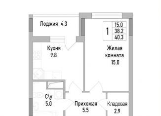 Продаю 1-ком. квартиру, 40.3 м2, Липецк, улица Тельмана, 120