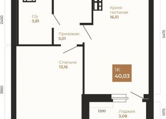 Продажа 1-комнатной квартиры, 40.1 м2, Екатеринбург, улица Менжинского