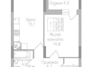 Продаю 1-комнатную квартиру, 45.6 м2, Липецк, улица Тельмана, 120