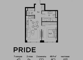 Продается двухкомнатная квартира, 48.9 м2, Москва, метро Марьина Роща