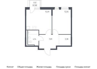 Продам 1-комнатную квартиру, 42.3 м2, деревня Новосаратовка