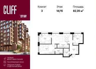 Продам 3-комнатную квартиру, 82.4 м2, Москва, Проектируемый проезд № 4089, СЗАО