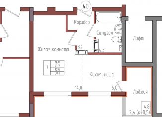 Продажа квартиры студии, 30.1 м2, Калининград